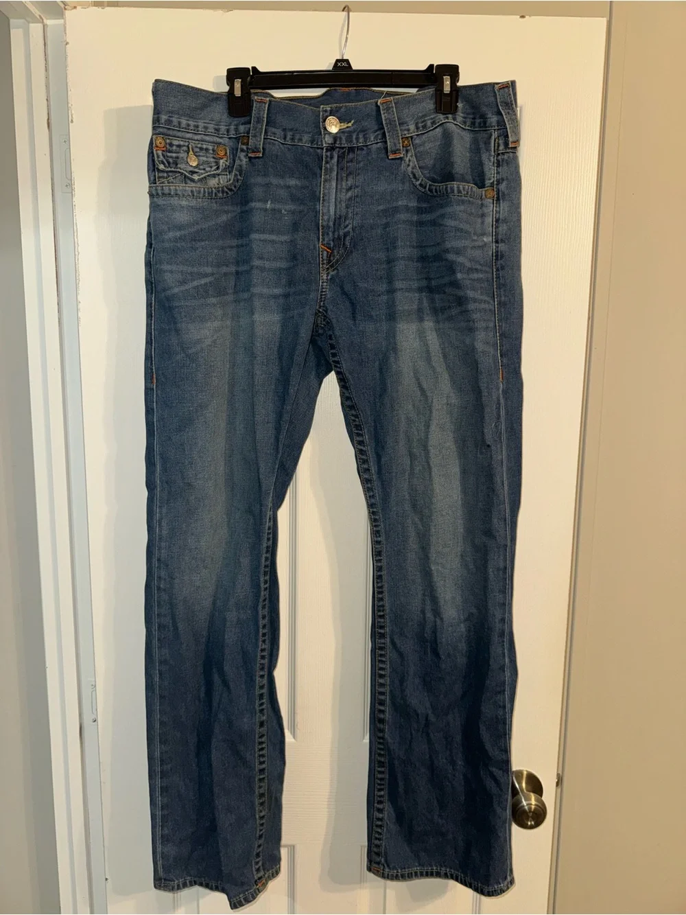 Vintage Y2K True Religion Section Straight Big T Stitch Jeans Buddha Patch